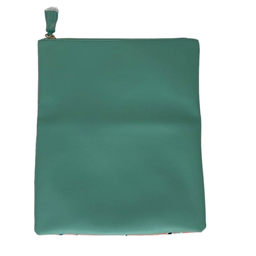 Rachel Pally Purse Wallet Fold Over Clutch Floral Pink Green Zip Closure - Picture 3 of 9